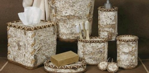 Birch Bark bathroom vanity accessories