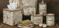 Birch Bark bathroom vanity accessories