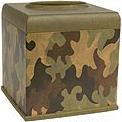 Camouflage bathroom tissue box holder