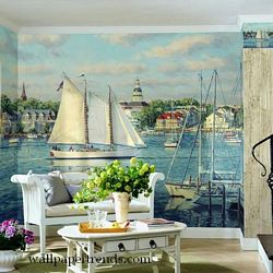 Harbor View Mural Full Wall Mural RA0143MRoom Shot