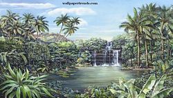 Tropical Lagoon Mural Full Wall Mural RA0172M Tropical Lagoon Mural Full Wall Mural RA0172M