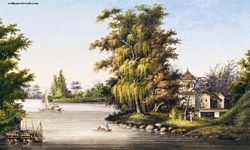 Asian Water Scene Mural Full Wall Mural RA0181M Asian Water Scene Mural Full Wall Mural RA0181M