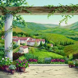 Italian Villa Mural Full Wall Mural RA0187M Italian Villa Mural Full Wall Mural RA0187M