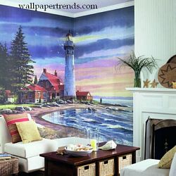 Northern Lighthouse Mural Full Wall Mural RA0191MRoom Shot