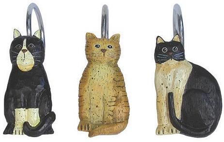 Linda Spivey Country Cats Decor  bathroom Shower Curtain Hooks
