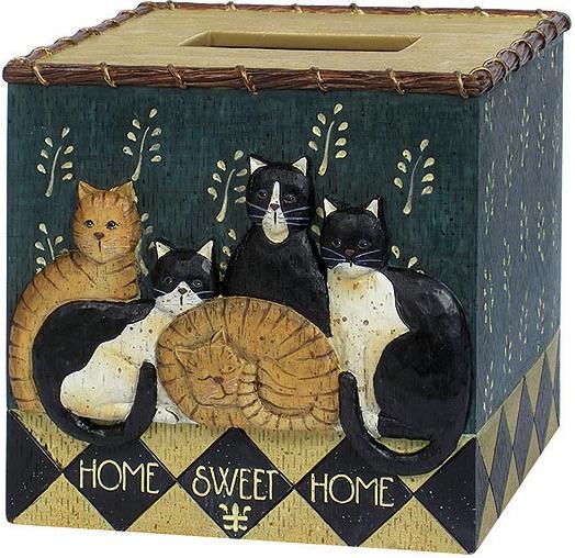 Linda Spivey Country Cats Decor  bathroom Tissue Box Holder