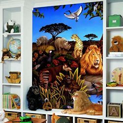 Jungle Mural Chair Rail Wall Mural BZ9106MRoom Shot