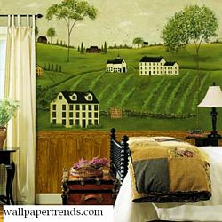 Countryside Mural Chair Rail Wall Mural FK3988MRoom Shot