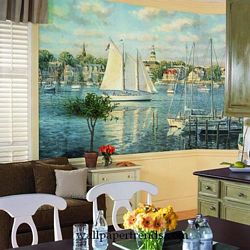 Harbor View Mural Chair Rail Wall Mural RA0146MRoom Shot