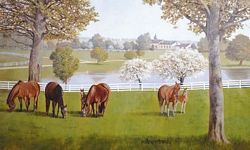 Horse Farm Mural Chair Rail Wall Mural RA0197M Horse Farm Mural Chair Rail Wall Mural RA0197M