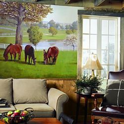 Horse Farm Mural Chair Rail Wall Mural RA0197MRoom Shot