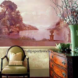 Lake Como Mural Chair Rail Wall Mural RA0206MRoom Shot