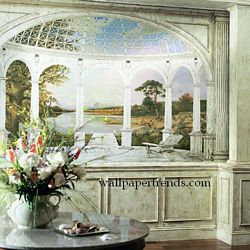 White Arches Mural Chair Rail Wall Mural RA0212MRoom Shot