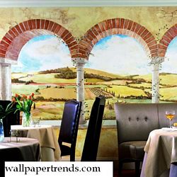 Tuscan Vista Mural Chair Rail Wall Mural UR2000MRoom Shot