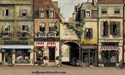La Rue De Paris Mural Chair Rail Wall Mural UR2115M La Rue De Paris Mural Chair Rail Wall Mural UR2115M