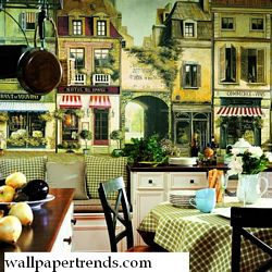 La Rue De Paris Mural Chair Rail Wall Mural UR2115M La Rue De Paris Mural Chair Rail Wall Mural UR2115MRoom Shot