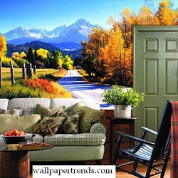 Autumn Landscape Mural Chair Rail Wall Mural WG0310MRoom Shot