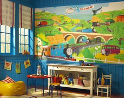 Thomas & Friends Mural Chair Rail Wall Mural YH1418MRoom Shot