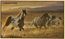 HJ6718M Desert Horse Mural Chair Rail Wall Mural