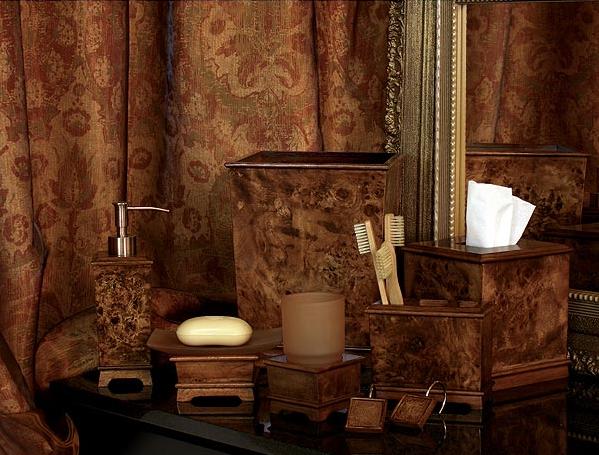 Hardwood Burl  bathroom Accessories Set