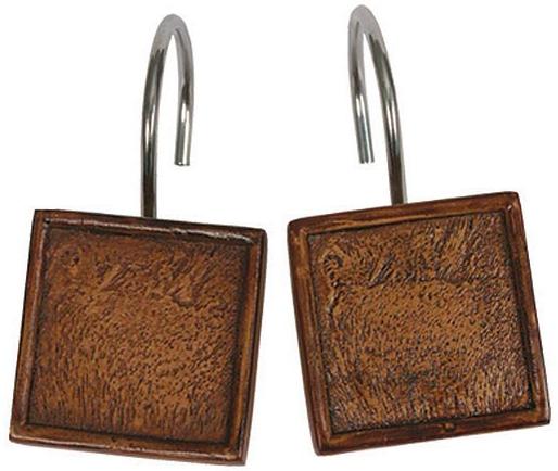 Hardwood Burl  bathroom Shower Curtain Hooks