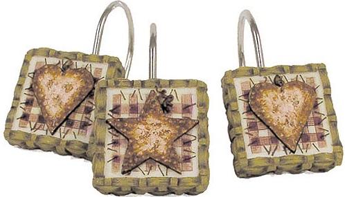Linda Spivey Hearts and Stars Decor  bathroom Shower Curtain Hooks
