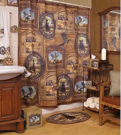 hunting wallpaper. Hunting Lodge Cabin bathroom