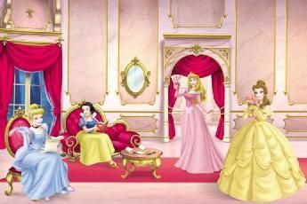 Cinderella, Snow White, Aurora/Sleeping Beauty and Belle