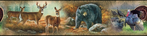 American Wildlife Stick On Wallpaper Border