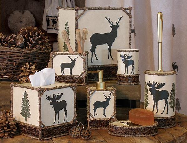 Moose Cabin  bathroom Accessories Set