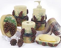 PINE CONE PINECONE CABIN LODGE DECOR BATHROOM ACCESSORIES--HUGE ... PINE CONE PINECONE CABIN LODGE DECOR BATHROOM ACCESSORIES--HUGE ...