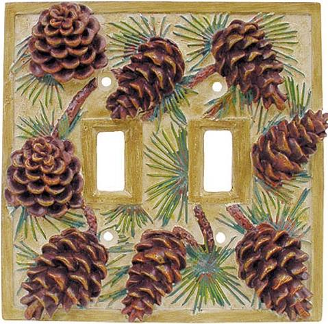 Pine Cone Lodge  bathroom Bathroom Double Switchplate Cover
