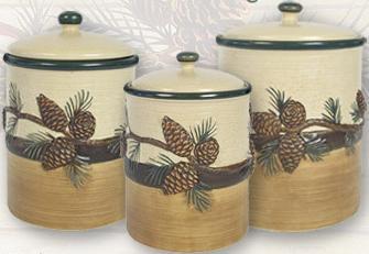 Pinecone Lodge  Kitchen Decor Canister 3 piece Set