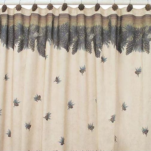 Gray Ruffle Shower Curtain Frosty Pines Shower Curtain