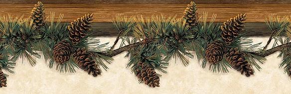 Pine Lodges bathroom wallpaper borders