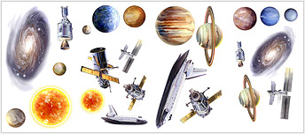 RMK1003SCS Space Travel Wall Decals