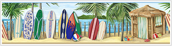 RMK1010BCS Surfs Up Stick On Wall Border