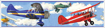 RMK1196BCS Vintage Planes Stick On Wall Border